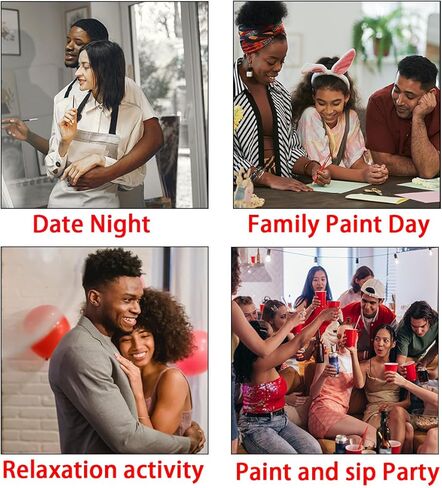 طقم طلاء قماشي مكون من 2 قطعة من القماش المرسوم مسبقًا للرسم للبالغين من القماش الممتد للأزواج وألعاب التاريخ الليلي وحروف البتولا وهدايا الذكرى السنوية ومستلزمات الحفلات المفضلة (8 × 10) in Kuwait