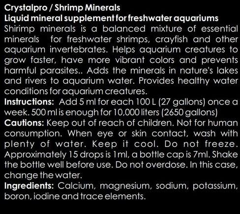 Crystalpro Shrimp Minerals 4.2 Oz – Liquid Aquarium Salt & Trace Elements for Freshwater Shrimp Tanks – Supports Caridina & Neocaridina – Molting & Breeding Additive – Invertebrate Tank Conditioner in Saudi Arabia