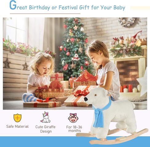 حصان هزاز للاطفال من قابا مع جسم دب قطبي ناعم، صوت زدير ممتع، ومقاود امان ومساند للقدمين in Kuwait