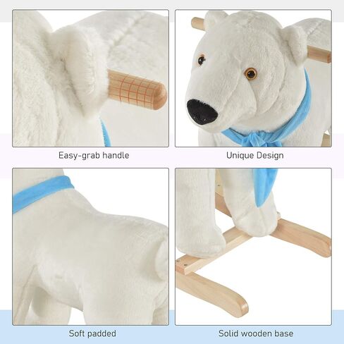 حصان هزاز للاطفال من قابا مع جسم دب قطبي ناعم، صوت زدير ممتع، ومقاود امان ومساند للقدمين in Kuwait