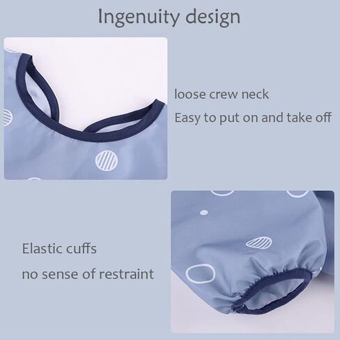 Adjustable Long Sleeve Baby Bibs for High chair, Toddlers 6-36 months | Coverall Baby Feeding Bib for Eating - High Chair Food Catcher - Easy Wipe, Soft and Waterproof in Saudi Arabia