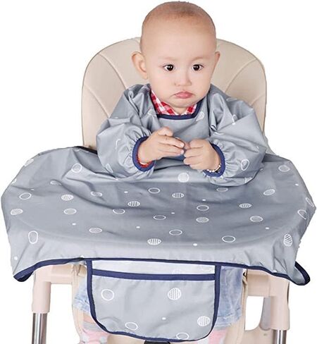 Adjustable Long Sleeve Baby Bibs for High chair, Toddlers 6-36 months | Coverall Baby Feeding Bib for Eating - High Chair Food Catcher - Easy Wipe, Soft and Waterproof in Saudi Arabia