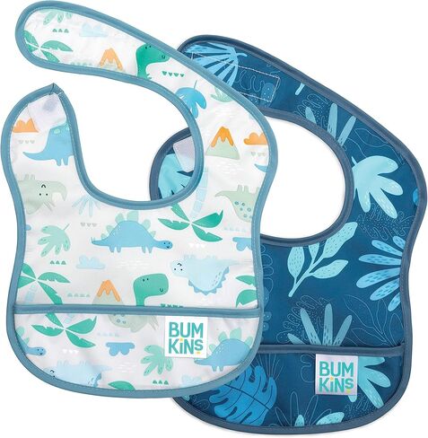 Bumkins Bibs, for Baby Girl or Boy, Infant 3-9 Months, Essential Must Have for Eating, Feeding, Baby Led Weaning, Mess Saving Waterproof Soft Fabric, Starter Bib 2-pk Watercolors and Brushstrokes in Saudi Arabia