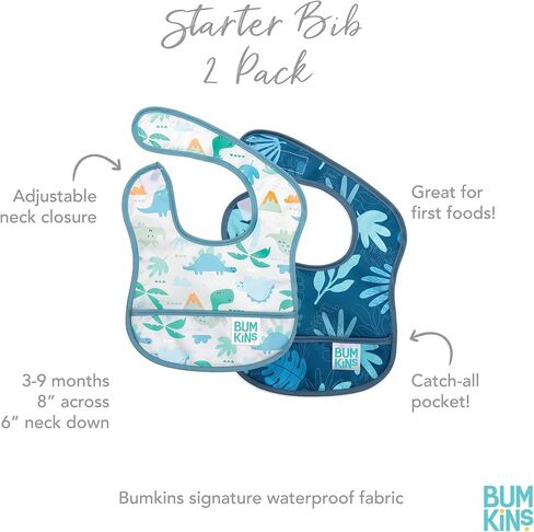 Bumkins Bibs, for Baby Girl or Boy, Infant 3-9 Months, Essential Must Have for Eating, Feeding, Baby Led Weaning, Mess Saving Waterproof Soft Fabric, Starter Bib 2-pk Watercolors and Brushstrokes in Saudi Arabia