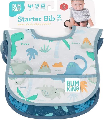 Bumkins Bibs, for Baby Girl or Boy, Infant 3-9 Months, Essential Must Have for Eating, Feeding, Baby Led Weaning, Mess Saving Waterproof Soft Fabric, Starter Bib 2-pk Watercolors and Brushstrokes in Saudi Arabia