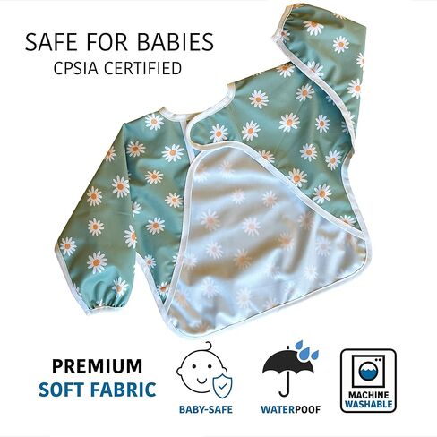 مريلة أطفال من تورانج، مريلة طويلة الأكمام للأطفال الصغار، مرايل مقاومة للماء للطفل، ثوب فطام بقيادة الطفل، مريلة تغذية قابلة للغسل في الغسالة in Kuwait