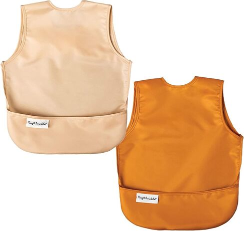 Tiny Twinkle Mess Proof Baby Bibs | 2 Pack Waterproof Toddler Bib for Eating | Baby Apron for Feeding, Machine Washable, Perfect Shower Gift (Slate Olive, 6–24M) in Saudi Arabia