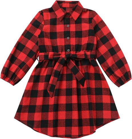 AWIBMK Family Matching Outfits Christmas Green Red Plaid Mommy and Me Dresses Fall Winter Xmas Family Outfits for Photoshoot in Kuwait