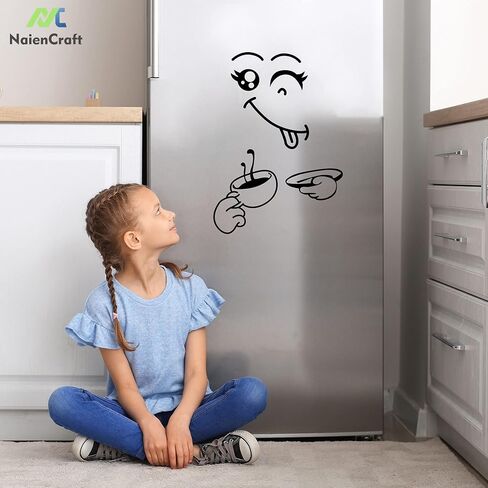 ستيكر لاصق للثلاجة بتصميم وجه مبتسم لطيف من ناين كرافت، ستيكر لاصق للثلاجة بتصميم وجه مبتسم لتزيين المطبخ والغرفة والابواب in Kuwait