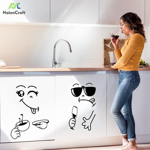 ستيكر لاصق للثلاجة بتصميم وجه مبتسم لطيف من ناين كرافت، ستيكر لاصق للثلاجة بتصميم وجه مبتسم لتزيين المطبخ والغرفة والابواب in Kuwait