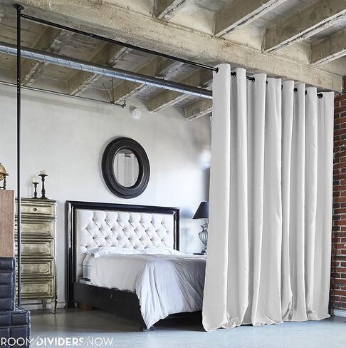 الغرفة/المقسمات/حامل مقسم ستائر Zenfinit - قائم بذاته للتوتر العمودي، متوسط ​​- 7 أقدام و6 بوصات إلى 12 قدمًا، فضي | مقسمات الغرف in Kuwait