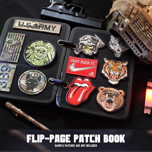 LIVANS Tactical Patch Booklet Organizer, Flip-Page Patch Book Mini Display Patches Panel Board Include Removable Ring Binders in Kuwait