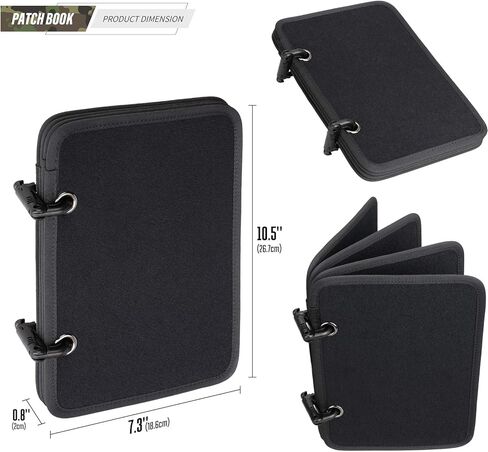 LIVANS Tactical Patch Booklet Organizer, Flip-Page Patch Book Mini Display Patches Panel Board Include Removable Ring Binders in Kuwait