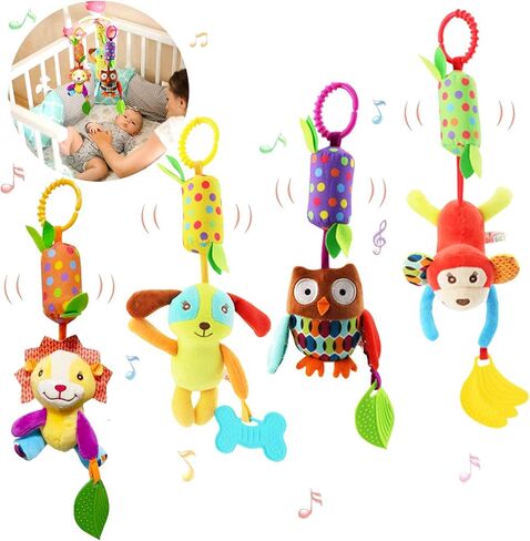 Infant Rattle Socks Toys 0 to 12 Months, Baby Wrist Rattle Foot Finder Socks Set, Birthday Holiday Present for Newborn Boy Girl 0/3/4/6/7/8/9/12/18 Months Kids Toddler, Gift Box Package (4A) in Saudi Arabia