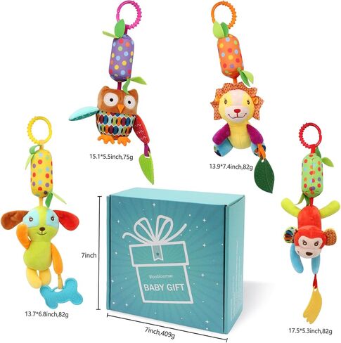 Infant Rattle Socks Toys 0 to 12 Months, Baby Wrist Rattle Foot Finder Socks Set, Birthday Holiday Present for Newborn Boy Girl 0/3/4/6/7/8/9/12/18 Months Kids Toddler, Gift Box Package (4A) in Saudi Arabia