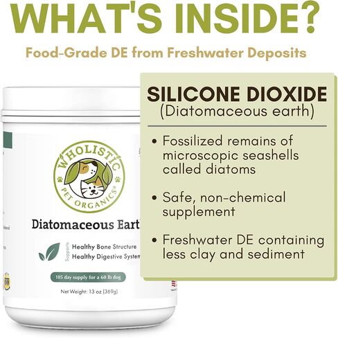 Wholistic Pet Organics DE للكلاب درجة الغذاء العضوي للكلاب - 13 أونصة - سيليكا المياه العذبة الآمنة وغير الكيميائية تعمل على تحسين الصحة العامة in Kuwait
