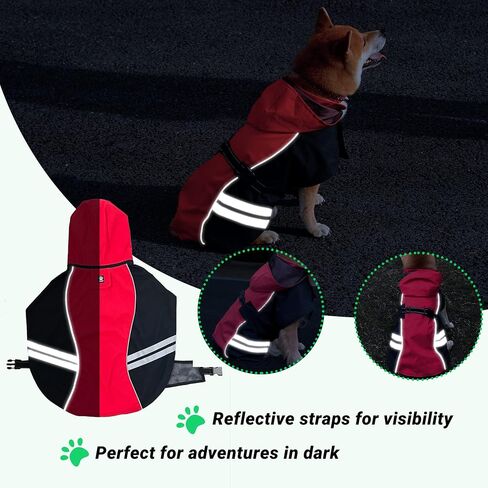 Dog Raincoat for Medium Large Extra Large Dogs, Waterproof Rain Jacket with Reflective Strap, Lightweight Hoodies Full-Body Coverage Dry Clothes (M, Blue) in Kuwait