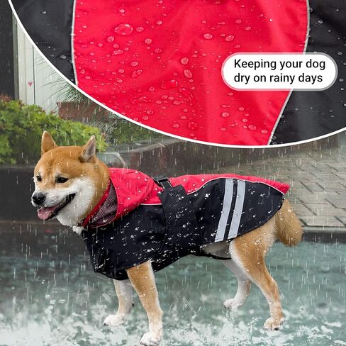 Dog Raincoat for Medium Large Extra Large Dogs, Waterproof Rain Jacket with Reflective Strap, Lightweight Hoodies Full-Body Coverage Dry Clothes (M, Blue) in Kuwait