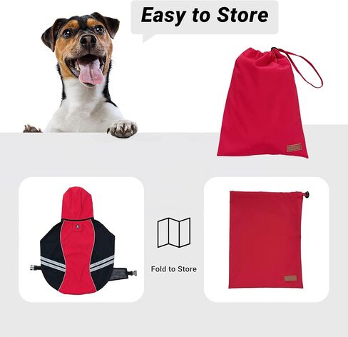 Dog Raincoat for Medium Large Extra Large Dogs, Waterproof Rain Jacket with Reflective Strap, Lightweight Hoodies Full-Body Coverage Dry Clothes (M, Blue) in Kuwait