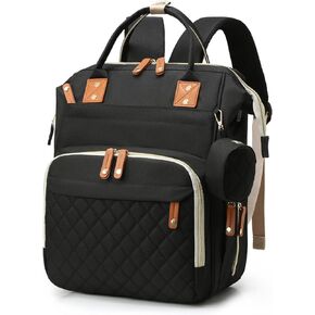 Meinkora Diaper Bag Backpack, Multifunction Baby Diaper Bags, Baby Diaper Bags for Moms Dads, Nappy Changing Bag for Baby Girls Boys (Black)
