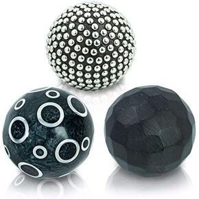 كرات جميلة سوداء صغيرة مزخرفة للأوعية - مجموعة كرات مزخرفة 3 قطع × 3 قطع، ديكور رائع للأدراج والمزهريات in Kuwait