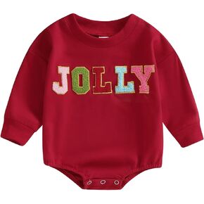 Baby Girl Boy Christmas Outfit Long Sleeve Letter Sweatshirt Romper Santa Bubble Bodysuit Newborn Fall Winter Clothes