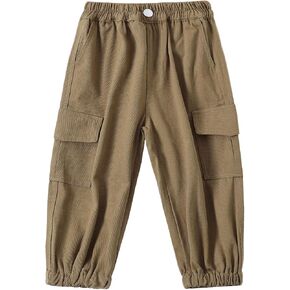 Little Boys Cargo Jogger Pants Toddler Kids Multi Pocket Twill Casual Trousers with Elastic Hem (Age 2-7Years) in Kuwait