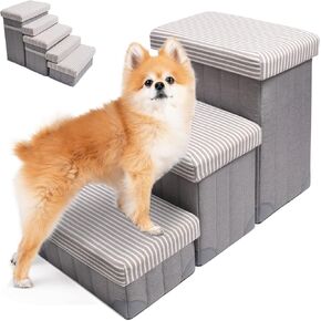 GJEASE Foldable Pet Dog Step Stairs,Dog Steps for High Bed and Couch,Portable Stairs for Pets,Pet Storage Stepper for a Puppy, Small or Medium Pet,Can Hold up to 150lbs in Kuwait