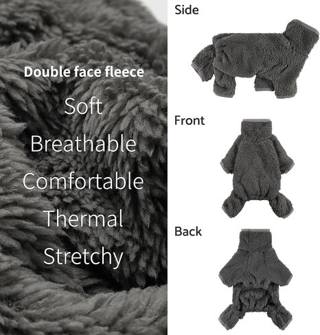 Fitwarm Dog Fuzzy Velvet Pajamas، ملابس شتوية للكلاب الصغيرة، صبي فتاة، بذلة للحيوانات الأليفة، ملابس للقطط، أزرق داكن، متوسط in Kuwait