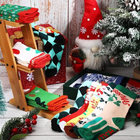 Suhine 20 Pairs Kids Christmas Socks Bulk Colorful Winter Warm Socks Cotton and Polyester Holiday Xmas Gifts for Kids Boys Girls, 4-6 Years in Saudi Arabia