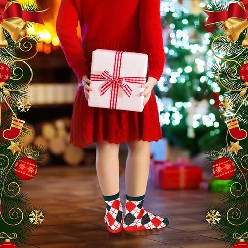 Suhine 20 Pairs Kids Christmas Socks Bulk Colorful Winter Warm Socks Cotton and Polyester Holiday Xmas Gifts for Kids Boys Girls, 4-6 Years in Saudi Arabia