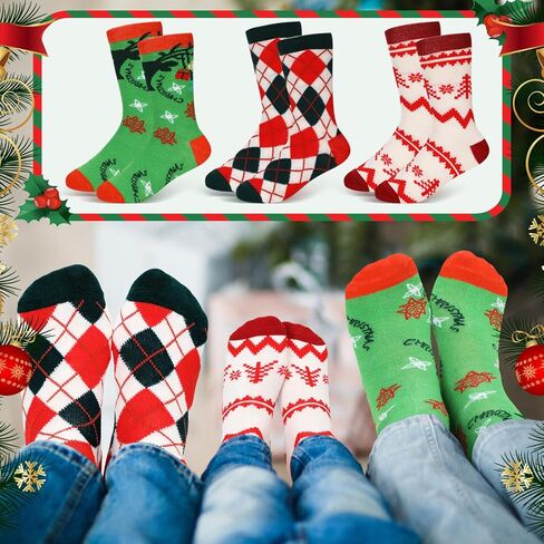 Suhine 20 Pairs Kids Christmas Socks Bulk Colorful Winter Warm Socks Cotton and Polyester Holiday Xmas Gifts for Kids Boys Girls, 4-6 Years in Saudi Arabia