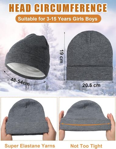 SATINIOR 4 Pieces Kids Satin Lined Beanies Winter Toddler Knit Ski Baby Beanie Hat Warm Skull Caps for 3 to 15 Child Baby Boys Girls in Saudi Arabia