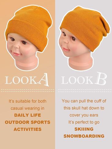 SATINIOR 4 Pieces Kids Satin Lined Beanies Winter Toddler Knit Ski Baby Beanie Hat Warm Skull Caps for 3 to 15 Child Baby Boys Girls in Saudi Arabia