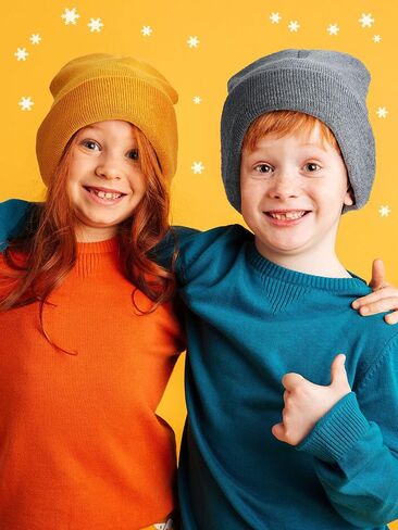 SATINIOR 4 Pieces Kids Satin Lined Beanies Winter Toddler Knit Ski Baby Beanie Hat Warm Skull Caps for 3 to 15 Child Baby Boys Girls in Saudi Arabia