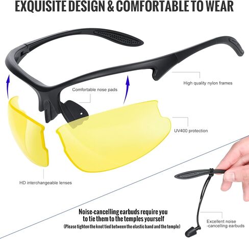 VISMIX Shooting Glasses Anti Fog, Shooting Range Eye Protection For Men And Women - 3 Interchangeable Lenses Anti Scratch Uv Protection Tactical Sunglasses in Kuwait