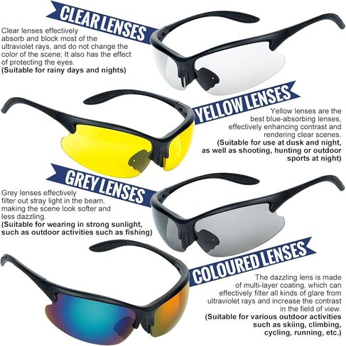 VISMIX Shooting Glasses Anti Fog, Shooting Range Eye Protection For Men And Women - 3 Interchangeable Lenses Anti Scratch Uv Protection Tactical Sunglasses in Kuwait