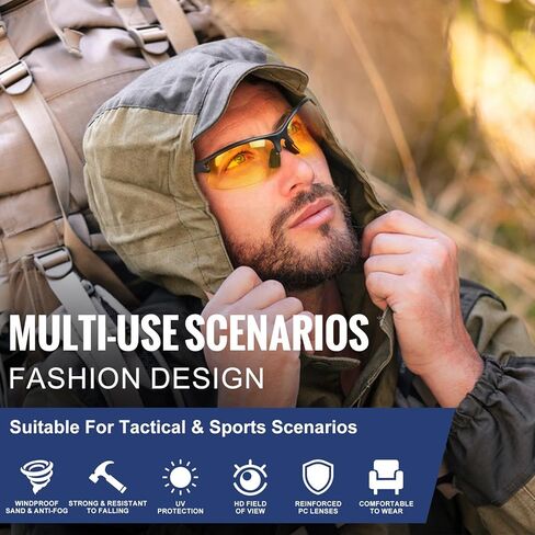 VISMIX Shooting Glasses Anti Fog, Shooting Range Eye Protection For Men And Women - 3 Interchangeable Lenses Anti Scratch Uv Protection Tactical Sunglasses in Kuwait
