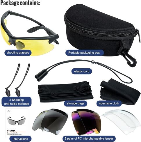 VISMIX Shooting Glasses Anti Fog, Shooting Range Eye Protection For Men And Women - 3 Interchangeable Lenses Anti Scratch Uv Protection Tactical Sunglasses in Kuwait