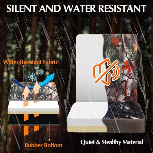 Menkxi Waterproof Hunting Heated Seat Cushion with Backrest 3 Mode Adjustable Self Supporting Hunting Seat Cushion with Pocket Warm Portable Folding Heated Seat Pad for Hunting Power Bank Not Included in Saudi Arabia