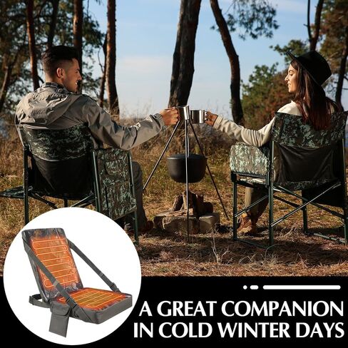 Menkxi Waterproof Hunting Heated Seat Cushion with Backrest 3 Mode Adjustable Self Supporting Hunting Seat Cushion with Pocket Warm Portable Folding Heated Seat Pad for Hunting Power Bank Not Included in Saudi Arabia