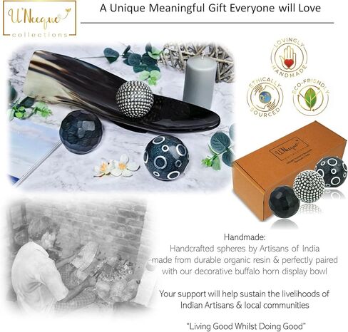 كرات جميلة سوداء صغيرة مزخرفة للأوعية - مجموعة كرات مزخرفة 3 قطع × 3 قطع، ديكور رائع للأدراج والمزهريات in Kuwait