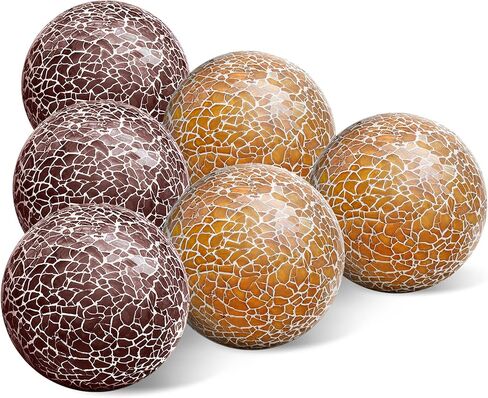 Meiwlong 3 PCS 3.35inch Decorative Glass Orbs Mosaic Sphere Balls Bowls Vases Tray Solid Gradients Centerpieces Christmas Crack Festival Living Room Wedding Party in Kuwait