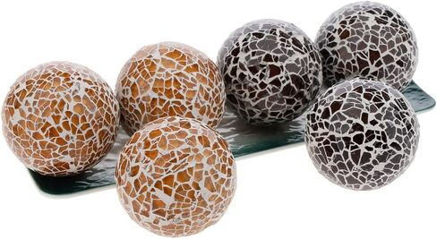 Meiwlong 3 PCS 3.35inch Decorative Glass Orbs Mosaic Sphere Balls Bowls Vases Tray Solid Gradients Centerpieces Christmas Crack Festival Living Room Wedding Party in Kuwait