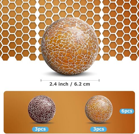 Meiwlong 3 PCS 3.35inch Decorative Glass Orbs Mosaic Sphere Balls Bowls Vases Tray Solid Gradients Centerpieces Christmas Crack Festival Living Room Wedding Party in Kuwait