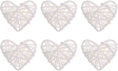Natural Wicker Rattan Heart Shaped Balls DIY Craft Vase Filler Hanging Balls Ornaments for Wedding Baby Shower Birthday Valentine's Day Party Decorative (2.36 in, 12 Pcs) (Red) in Kuwait
