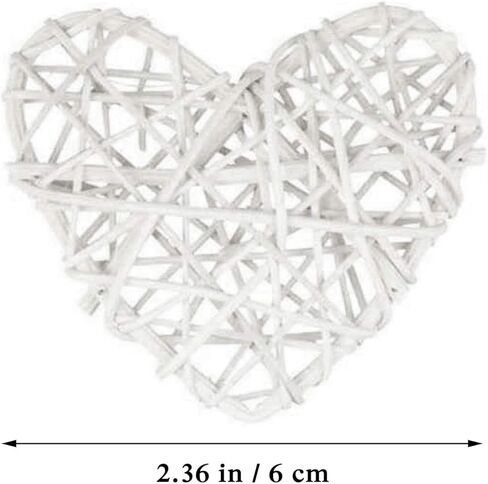 Natural Wicker Rattan Heart Shaped Balls DIY Craft Vase Filler Hanging Balls Ornaments for Wedding Baby Shower Birthday Valentine's Day Party Decorative (2.36 in, 12 Pcs) (Red) in Kuwait