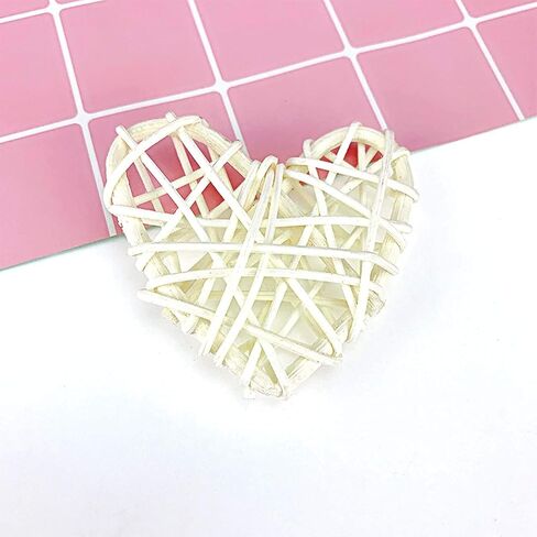 Natural Wicker Rattan Heart Shaped Balls DIY Craft Vase Filler Hanging Balls Ornaments for Wedding Baby Shower Birthday Valentine's Day Party Decorative (2.36 in, 12 Pcs) (Red) in Kuwait