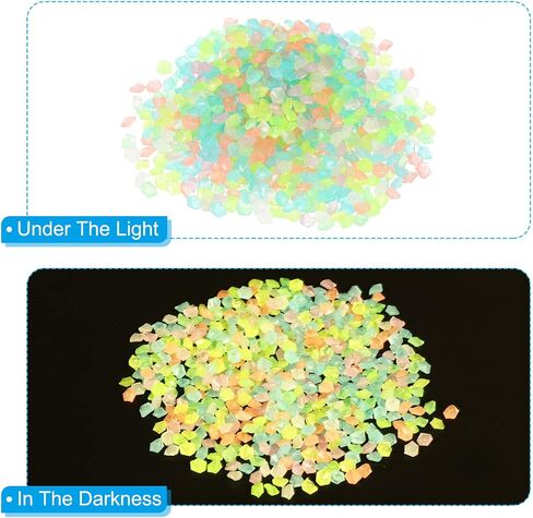 MECCANIXITY 3000pcs Glow Rocks 3-5mm Glow Pebbles Decoration in The Dark Luminous Stones Decor DIY Decorative Multicolored for Garden, Potted Plant, Fish Tank in Saudi Arabia