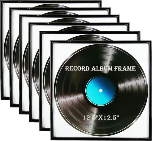 Vinyl Record Frame,6 Pack,12.5x12.5 High Gloss LP Album Frame | Fits standard vinyl LP album covers. Wall-mountable frame ideal for music room decor and vinyl collectors. in Saudi Arabia